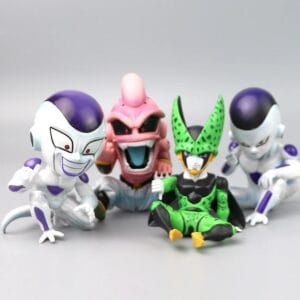 action figure vilões de dragon ball cell, majin boo, freeza